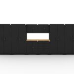 Garage storage cabinets with 2 lockers, 2 wall cabinets, 1 base cabinet, 1 tool cabinet and 56 inch solid wood worktop