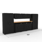 CAT fully-welded garage storage cabinets with 2 lockers, 3 wall cabinets and 2 base cabinets