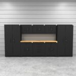 CAT fully-welded garage storage cabinets with 2 lockers, 3 wall cabinets and 1 tool cabinet