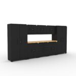 CAT fully-welded garage storage cabinets with 2 lockers, 3 wall cabinets and 1 tool cabinet