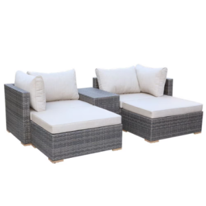 Allspace 5-piece Rattan Patio Set with Sunbrella Cushions - Cream