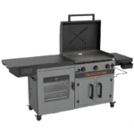 Blackstone 28inch Bronco Series XL Omnivore Griddle Vertical Pellet Smoker Combo with Hood and Storage Cabinet