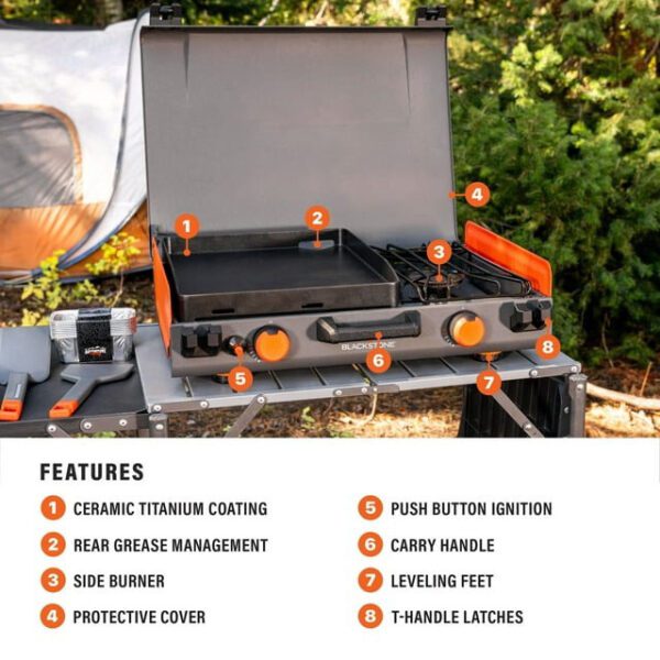 Blackstone Adventure Ready 14” Propane Camping Griddle with Side Burner1 Blackstone Adventure Ready 14” Propane Camping Griddle with Side Burner