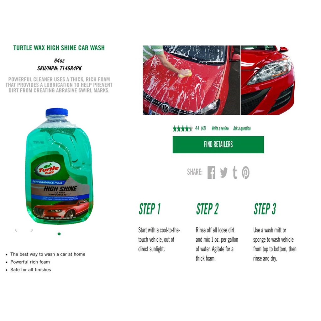 Turtle Wax High Shine Car Wash – 1.89L6 Turtle Wax High Shine Car Wash – 1.89L