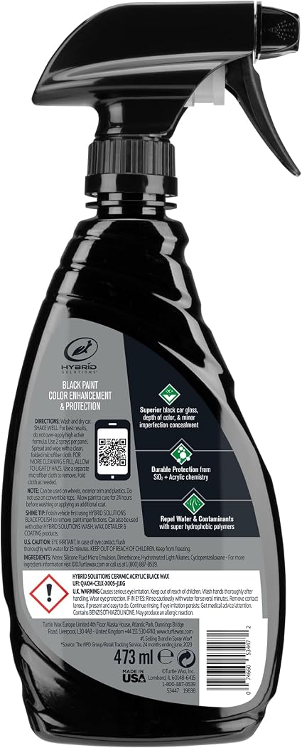 Turtle Wax Hybrid Solutions Ceramic Acrylic Black Wax - 473ml6 Turtle Wax Hybrid Solutions Ceramic Acrylic Black Wax