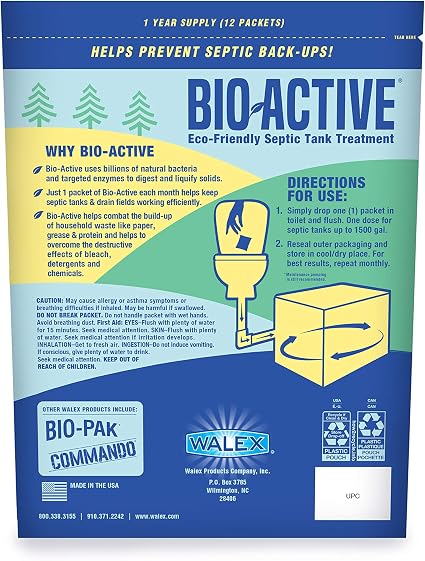 Walex Bio-Active Septic Tank Treatment Drop-ins - 12 pack1 Walex Bio-Active Septic Tank Treatment Drop-ins - 12 pack
