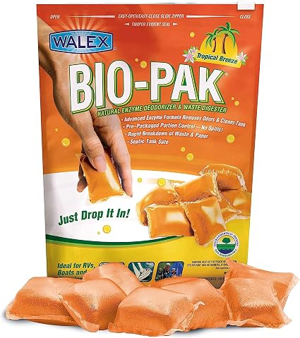Walex Bio-Pak Drop-ins for RV and Marine Holding Tank Systems - 10 pack - Tropical Breeze Walex Bio-Pak Drop-ins for RV and Marine Holding Tank Systems - 10 pack - Tropical Breeze