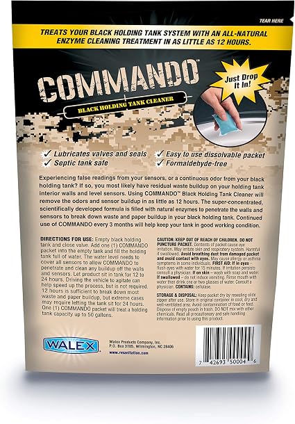 Walex Commando Drop-ins Black Holding Tank and Sensor Cleaner - 4 pack1 Walex Commando Drop-ins Black Holding Tank and Sensor Cleaner - 4 pack