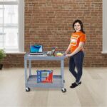 Luxor 2-Shelf Plastic Utility Cart with Spacious Tub Shelves - 300lb Weight Capacity - Grey