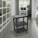 Luxor 34inch 3-Shelf Plastic Utility Cart with Flat Shelves - 300lb Weight Capacity - Black1