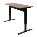 Luxor 56inch Single-Column Adjustable-Height Stand Up Desk with Crank Handle and Casters - Black with White Stand