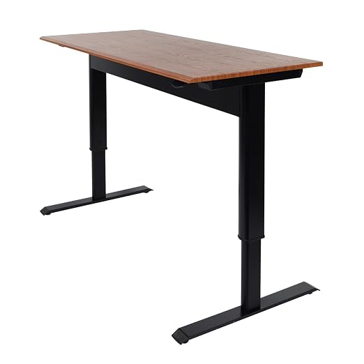 Luxor 56inch Single-Column Adjustable-Height Stand Up Desk with Crank Handle and Casters – Black with White Stand Luxor 56inch Single-Column Adjustable-Height Stand Up Desk with Crank Handle and Casters - Black with White Stand