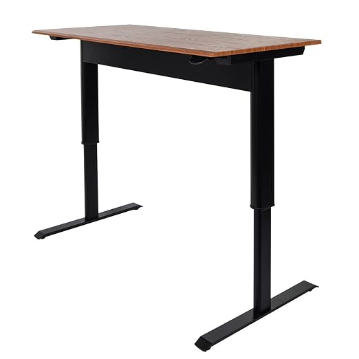 Luxor 56inch Single-Column Adjustable-Height Stand Up Desk with Crank Handle and Casters – Black with White Stand2 Luxor 56inch Single-Column Adjustable-Height Stand Up Desk with Crank Handle and Casters - Black with White Stand
