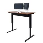 Luxor 56inch Single-Column Adjustable-Height Stand Up Desk with Crank Handle and Casters - Black with White Stand