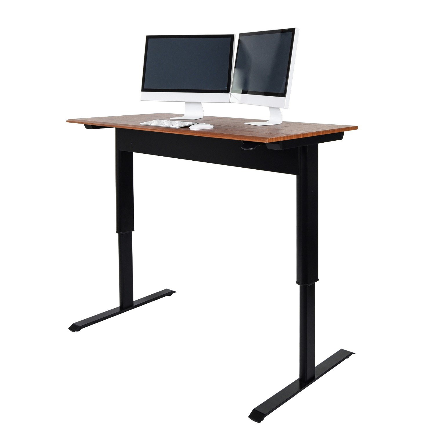 Version 1.0.0 Luxor 56inch Single-Column Adjustable-Height Stand Up Desk with Crank Handle and Casters - Black with White Stand