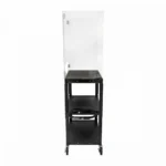 Luxor Adjustable-Height 3-Shelf Steel AV Cart with Acrylic Sneeze Guard