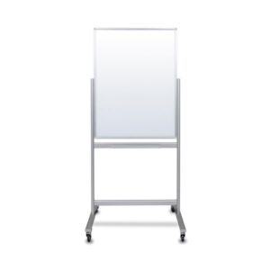 Luxor Double-Sided Mobile Magnetic Glass Marker Board with Aluminum Frame and Stand – 30 x 40