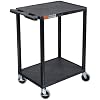 Luxor Flat-Shelf Cart - Two Shelves - Black