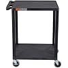 Luxor Flat-Shelf Cart - Two Shelves - Black