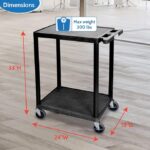 Luxor Flat-Shelf Cart - Two Shelves - Black