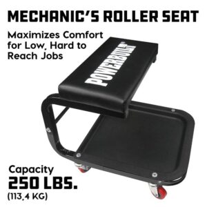 Powerbuilt Rolling Mechanics Seat with Casters - 250lb Weight Capacity