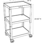 Luxor 42inch 3-Shelf Adjustable-Height Steel Utility Cart - 300lb Weight Capacity - Black - 24 x 42